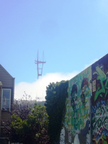 Sutro tower hovering above the fog