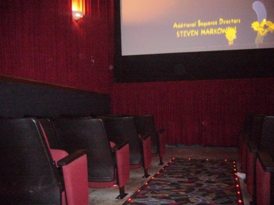 30 seat movie theatre as seen from back row