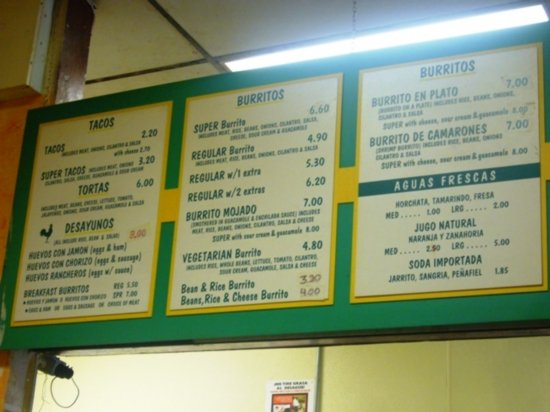 El Taco Loco menu