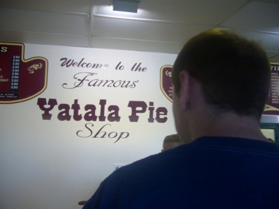 Colin ordering a round of "Famous" Yatala pies