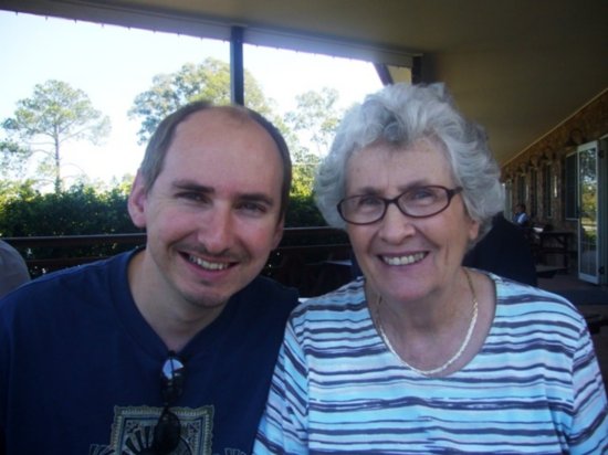 Colin & his mum, Alma after enjoying their pies