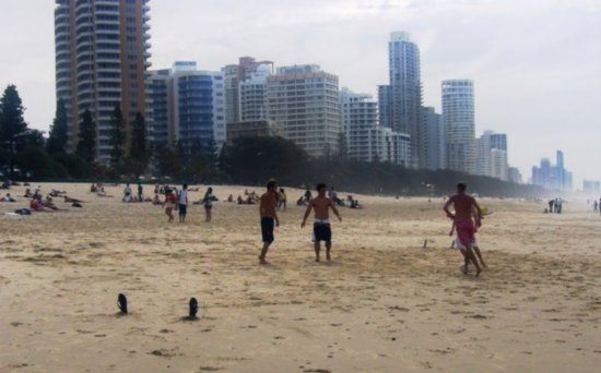 Soccer with flip-flop (thong) goal posts