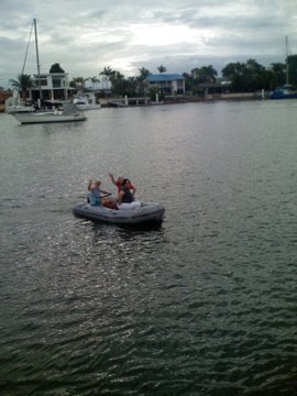 Melissa, Meg, Alma in Dinghy - Sunshine Coast