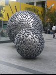 Interesting art in front of the library