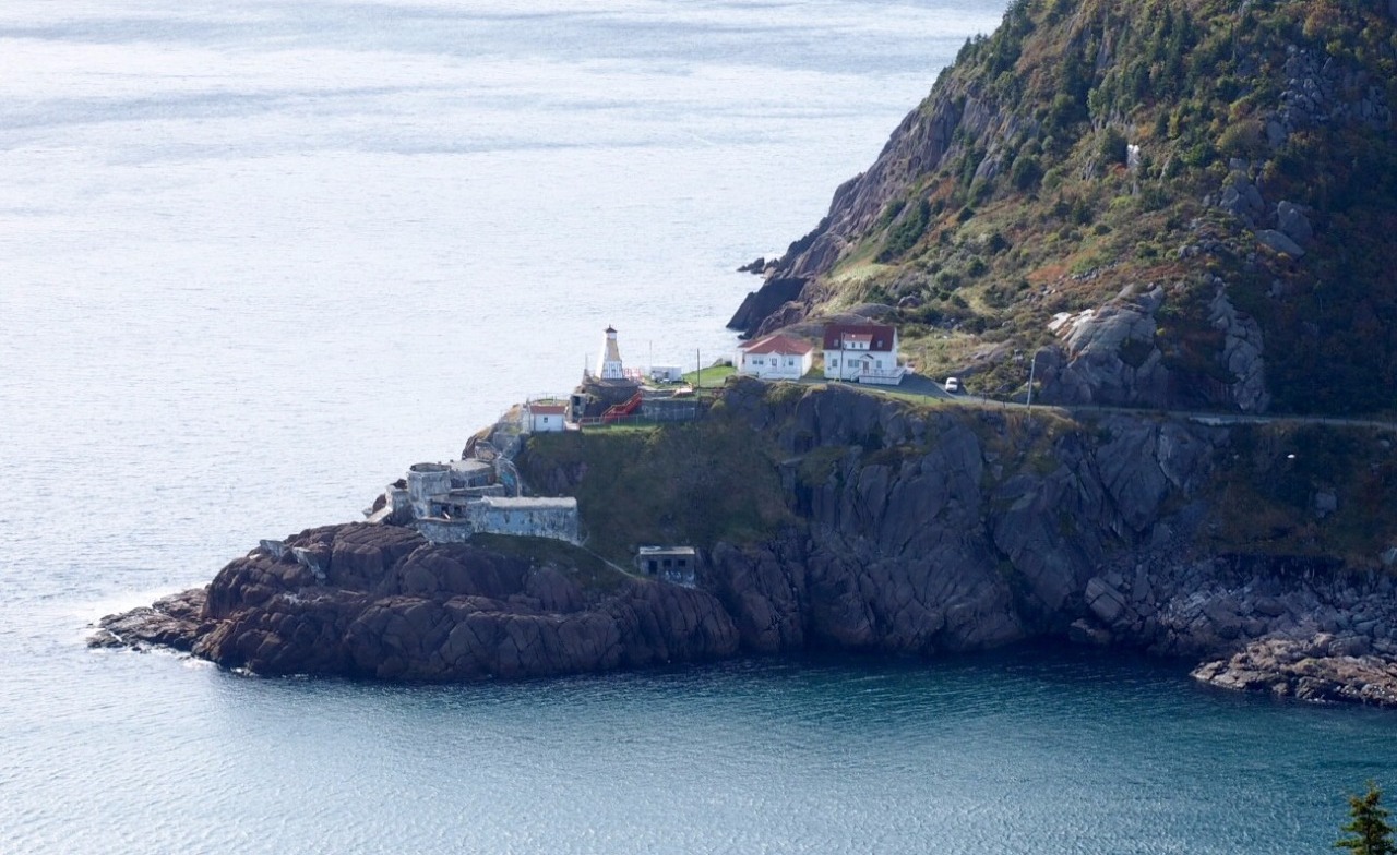 Looking down on a lighthouse below