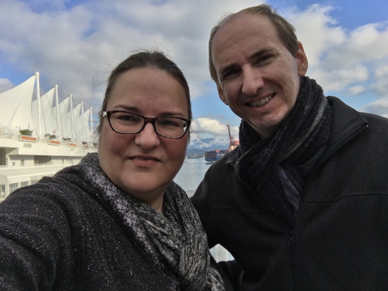 Colin and Melissa in front of Canada Place