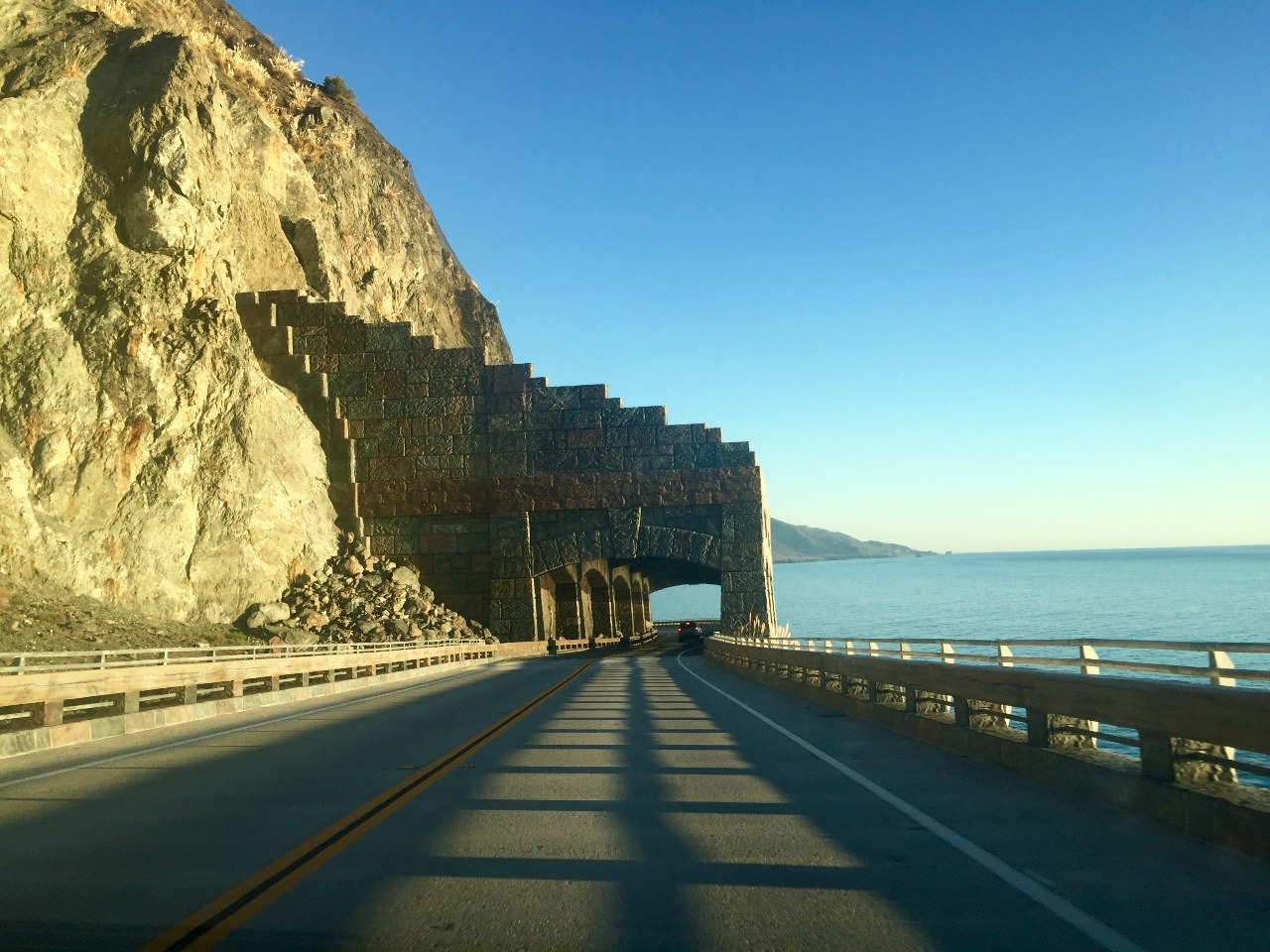 Road shed to protect from rock slides