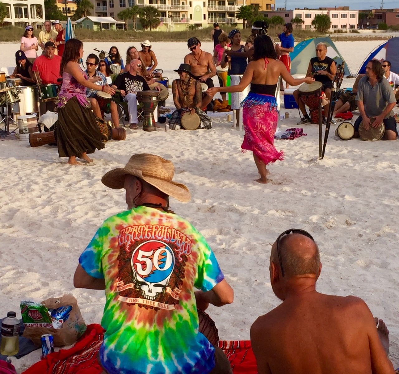 The Drum Circle on Treasure Island Beach