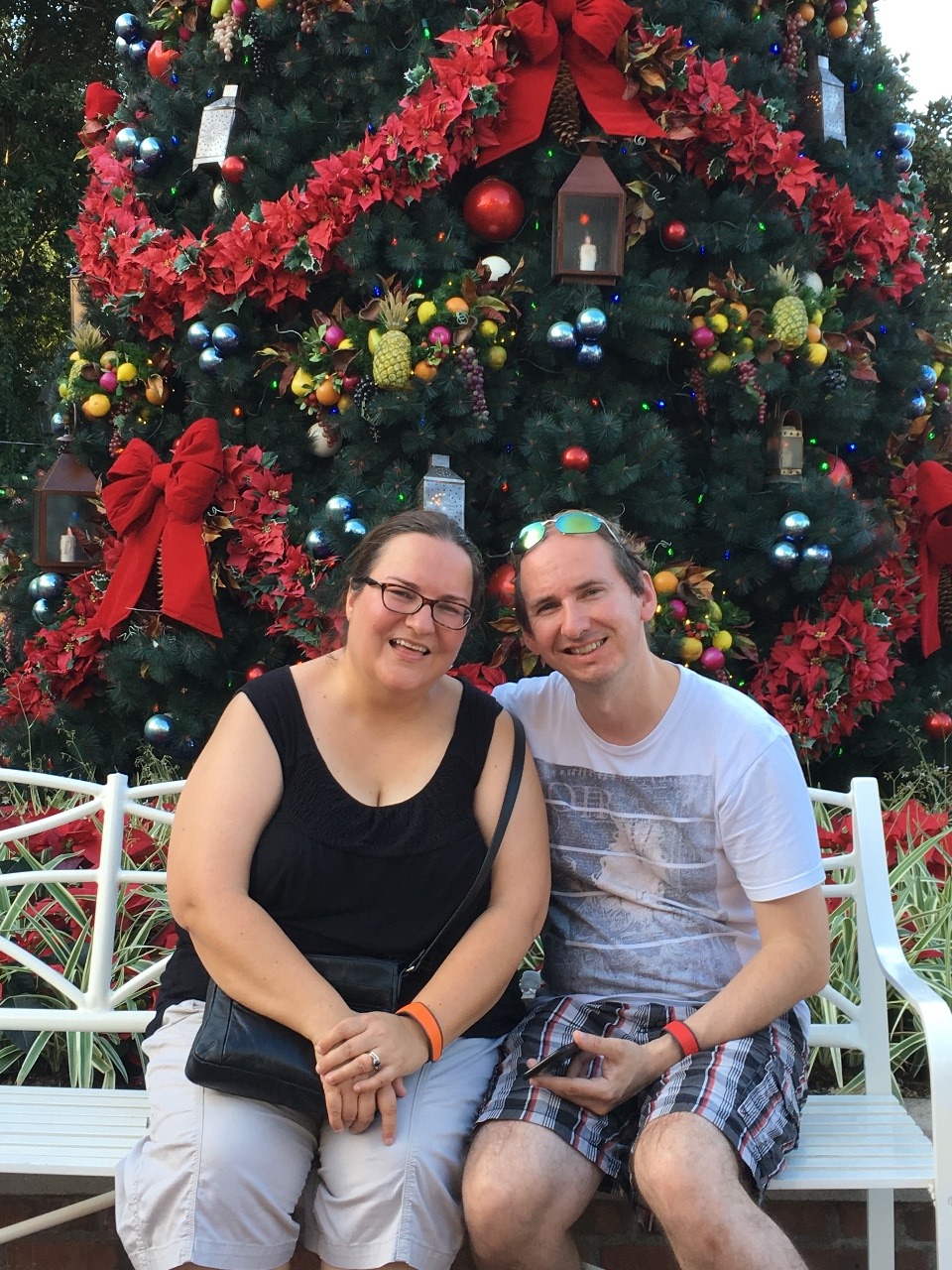 Tumbleweeds in front of the Epcot Christmas tree