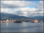 Cargo ships in Vancouver harbour