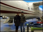 Paige and Mitch in front of the Dash 7