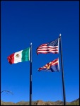 Mexican, USA and Arizona State Flags